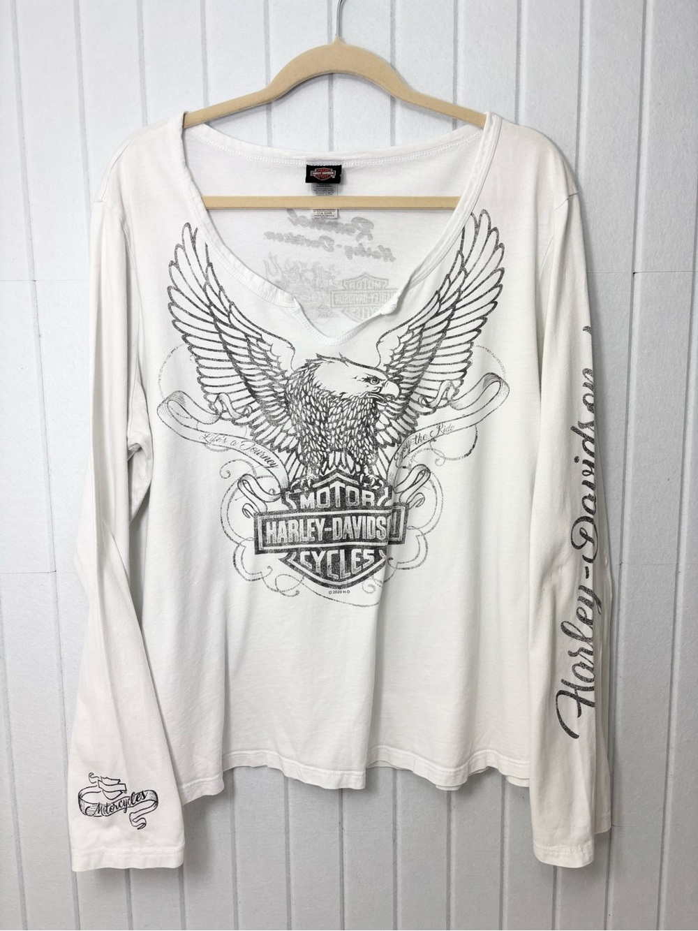 Harley-Davidson White Long-Sleeve Eagle Shield Graphic Tee Smyrna DE  Size 3XL